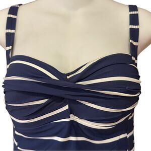 NipTuck Swimsuit Womens Size 6 One Piece Blue and White Stripe Adjustable Strap